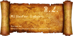 Milhofer Laborc névjegykártya